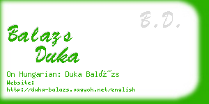 balazs duka business card